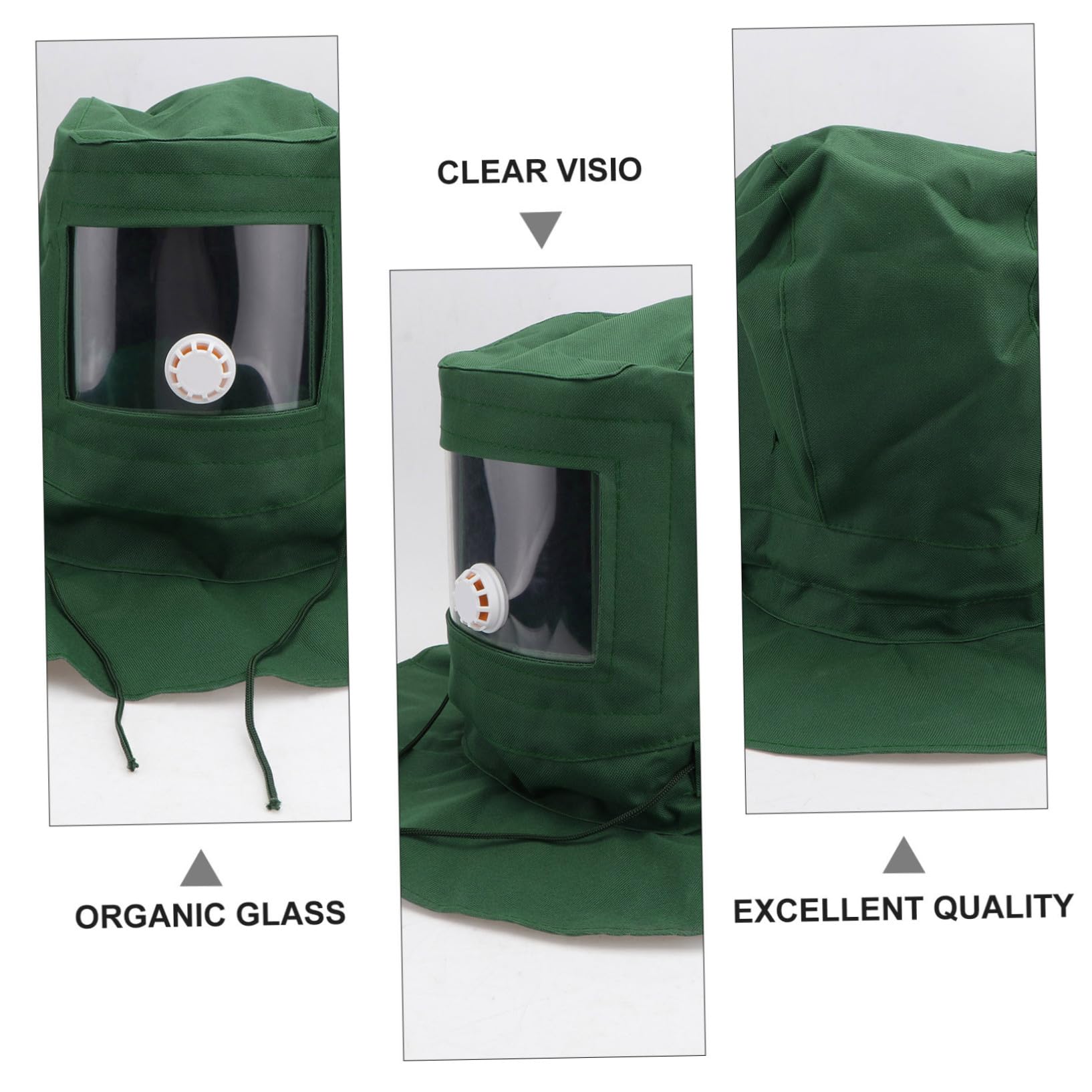 SOIMISS Casque de Sablage Vert pour Sand Blaster, Équipement de Protection Respirant en PC et Tissu, Confortable à Porter, Ponçage Protection la Poussière