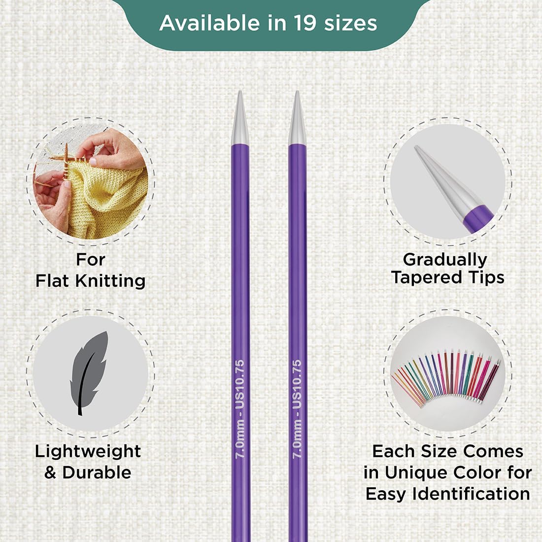 KnitPro Zing Single Pointed Needles 14" (35cm) | US Size 10.75 (7mm)