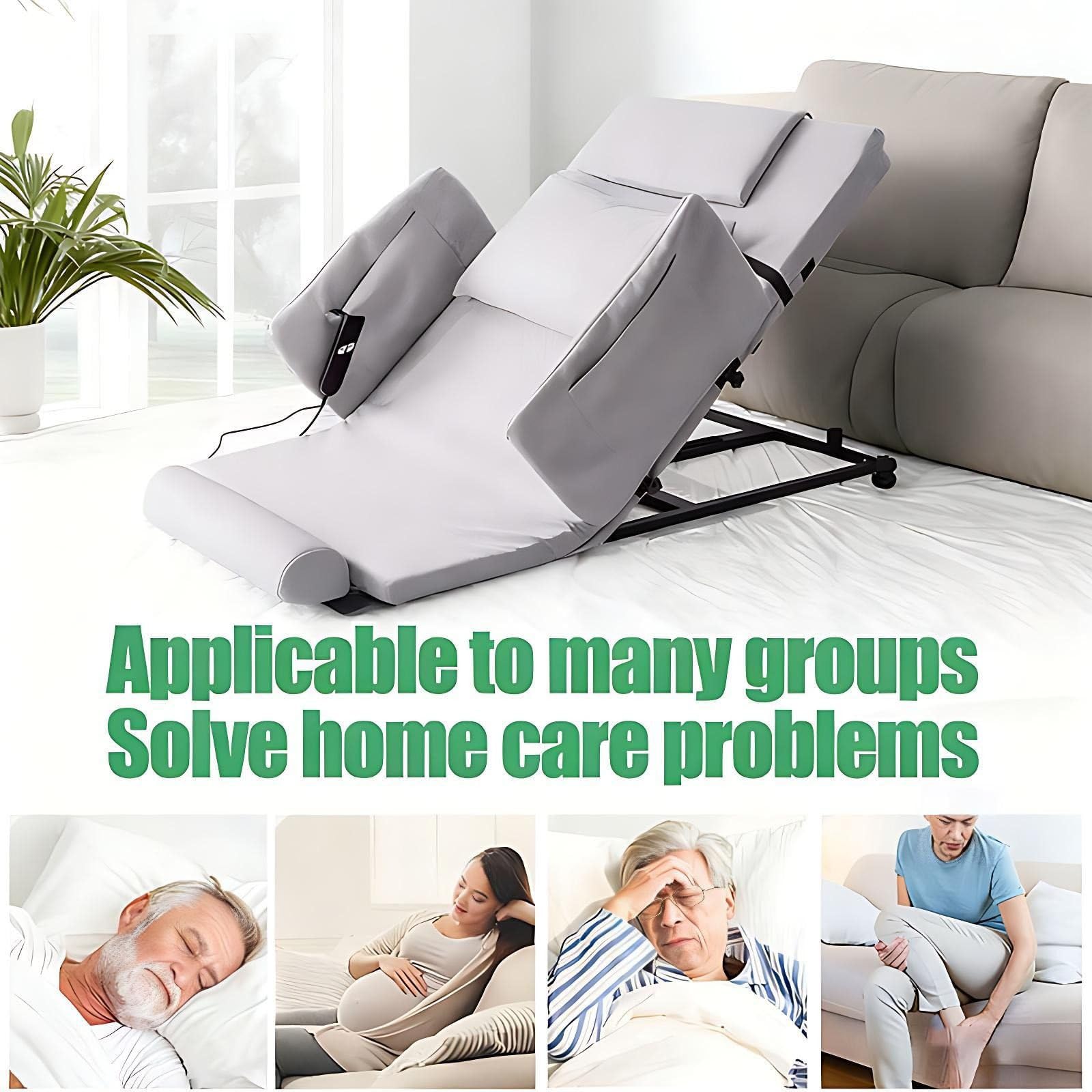 Respaldo De Cama Elevador Eléctrico - Elevador De Almohada Médico Portátil para Soporte De Cuello Y Zona Lumbar, Reflujo Ácido, Colchón Ajustable, Ayuda para Sentarse Y Levantarse,Gris