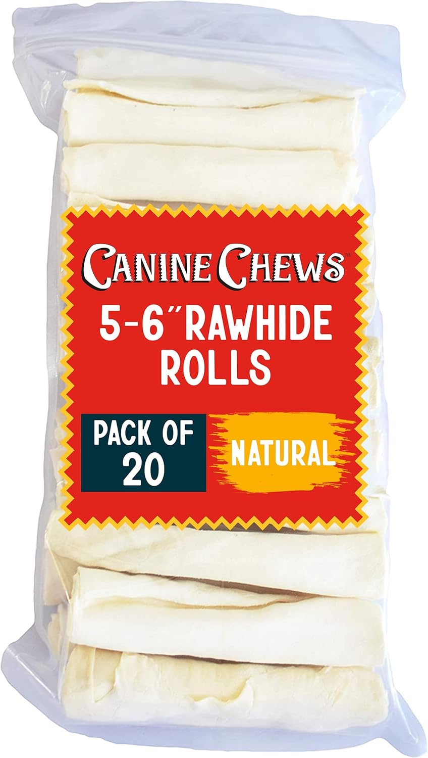 Canine Chews 56" Dog Rawhide Retriever Rolls Pack of 20