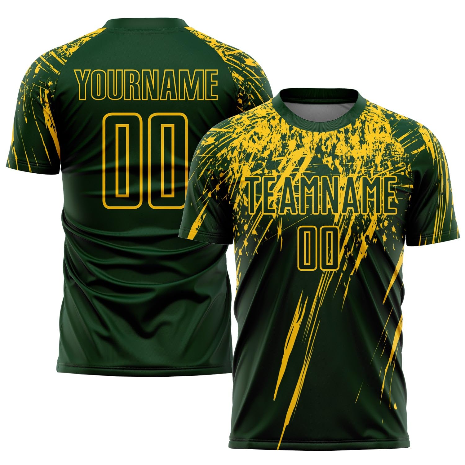 Custom Soccer Jerseys for Boys Men Women Youth Green and Yellow Personalized Soccer Jersey Printed Name Number Logo Sports Jersey