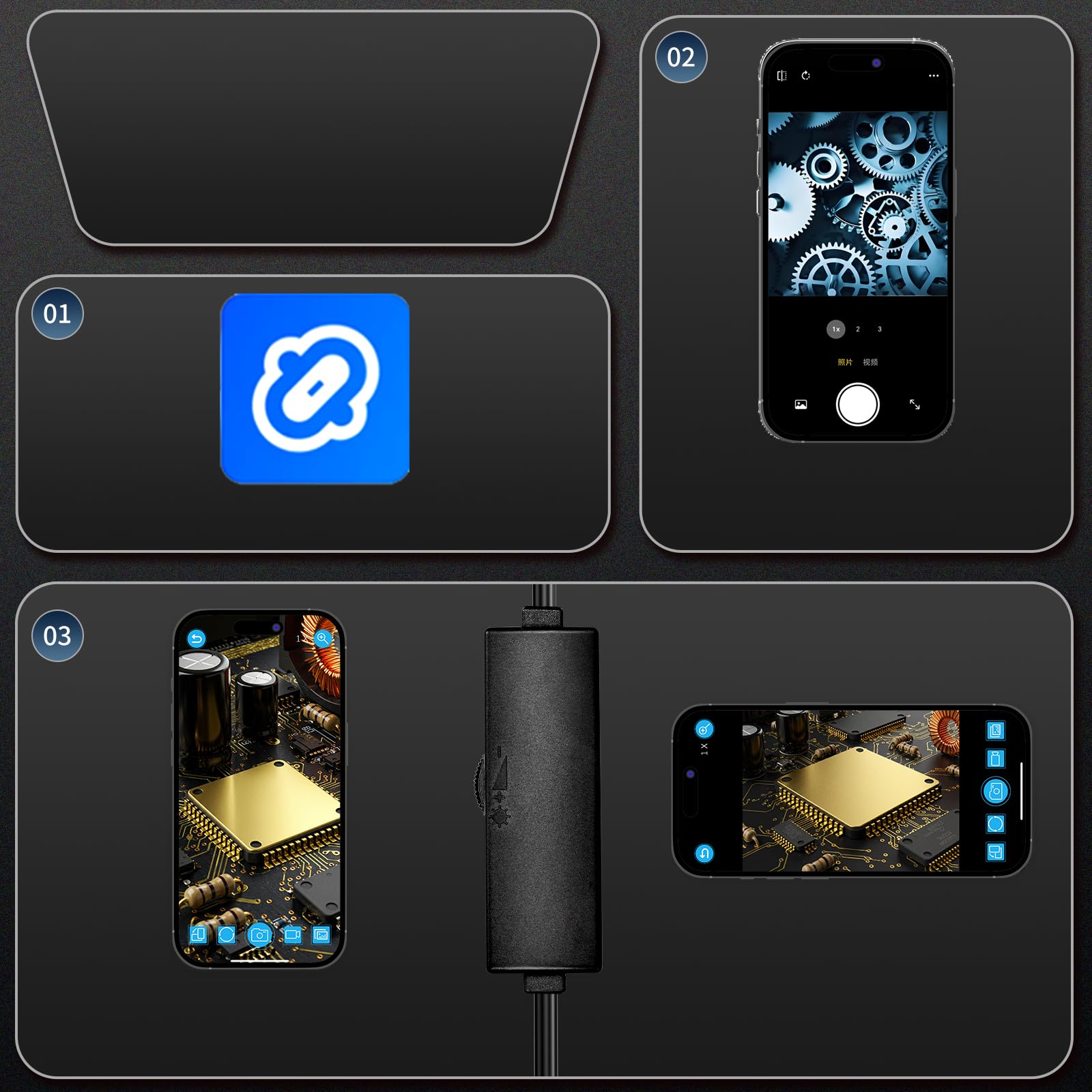 Endoscopio per Smartphone con Luce - Telecamera Endoscopica 8mm 1920 HD, 6 LED, Cavo 5m IP67 - Sonda con Telecamera per Ispezione Tubi, Compatibile Android & iOS, per Auto, Casa, Tubature