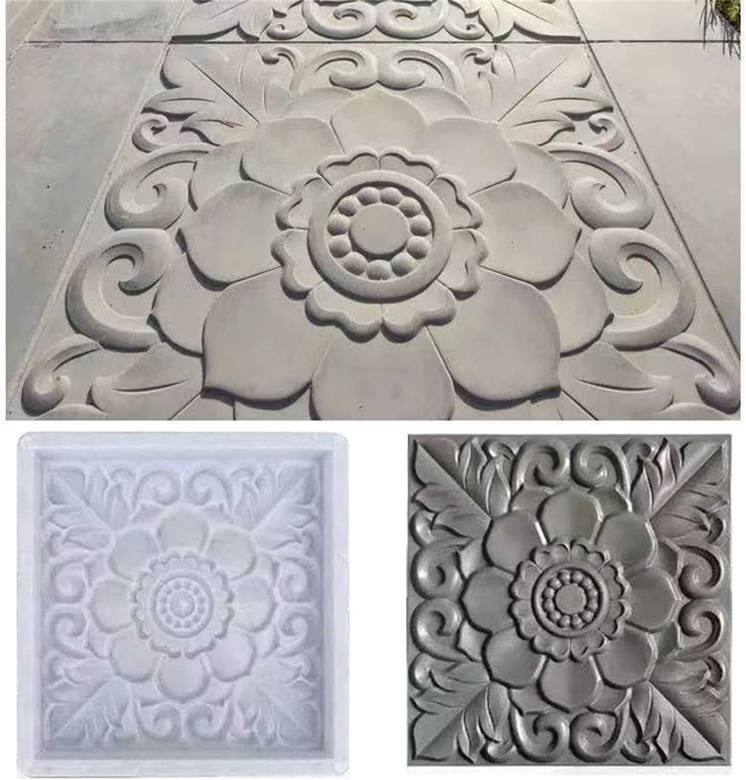 2 pcs Concrete molds for Walkways DIY Plastic Square Concrete Stamps Flagstone Casting Concrete Paver Molds Garden Paths Stone Patio Pavers for Garden (15.7 * 15.7 * 1.4 inches, C, 2)