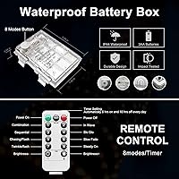 Vista 4 de JMEXSUSS Cuerda de luces LED de 100 luces LED que funcionan con pilas, resistente al agua, 33 pies, 8 modos, luces de batería al aire libre