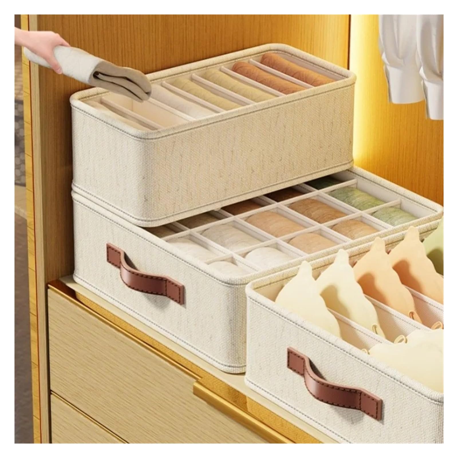 Organizador de cajones para Ropa Interior, Caja de Almacenamiento para Calcetines, Sujetadores y lencería, Plegable.