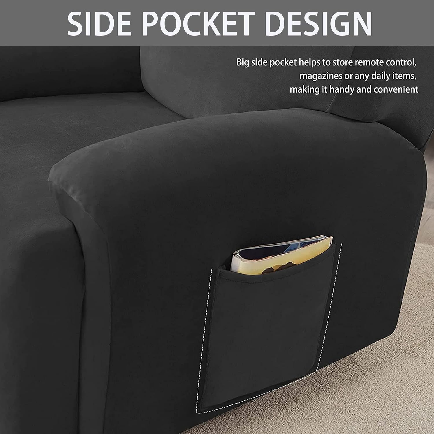 Recliner Sofa Cover 10 Pieces Elastic Reclining Sofa Slipcovers for 4 Cushion Reclining Slipcover Lounger Armchair Couch Cover Washable Furniture Protector(I)