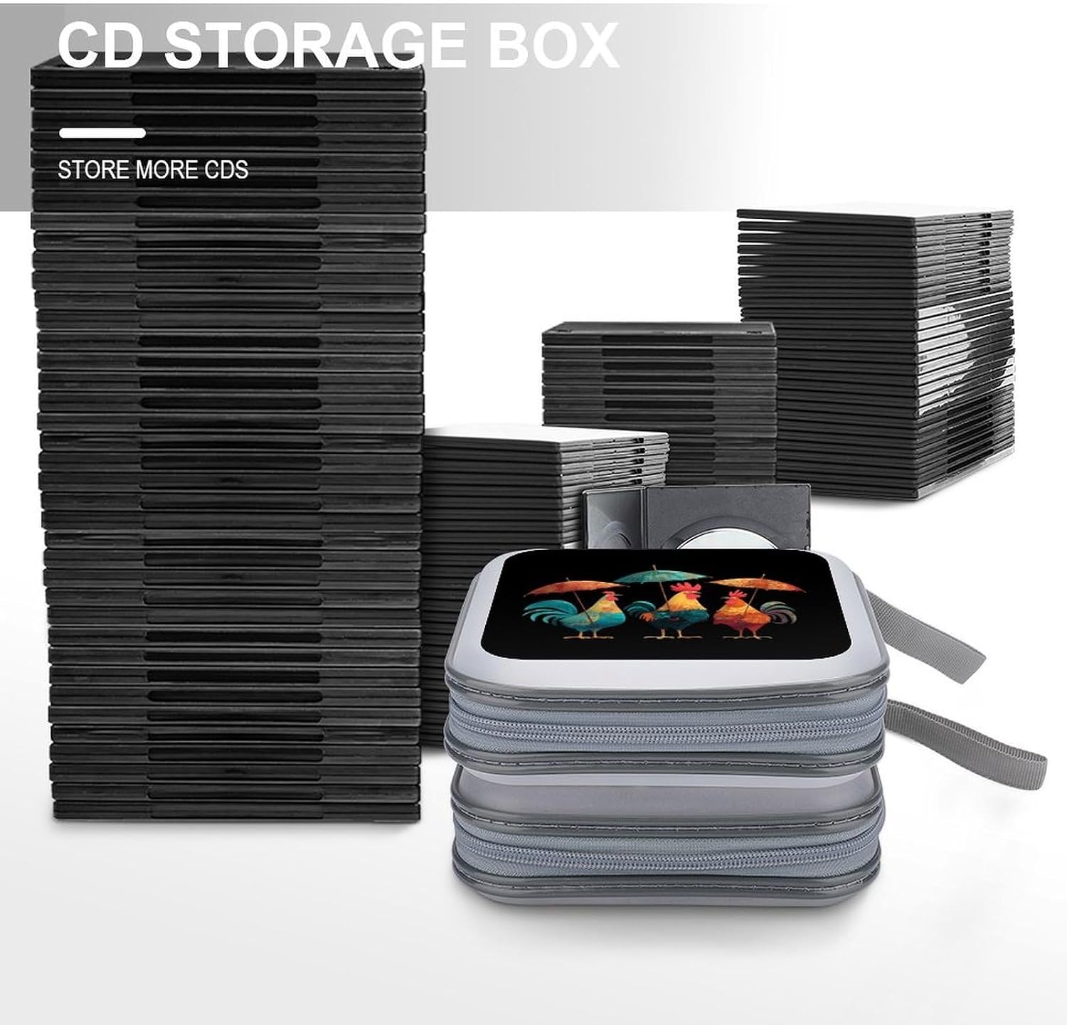 Funny Chicken CD Case 40 Capacity DVD Holders Wallet for Home Travel