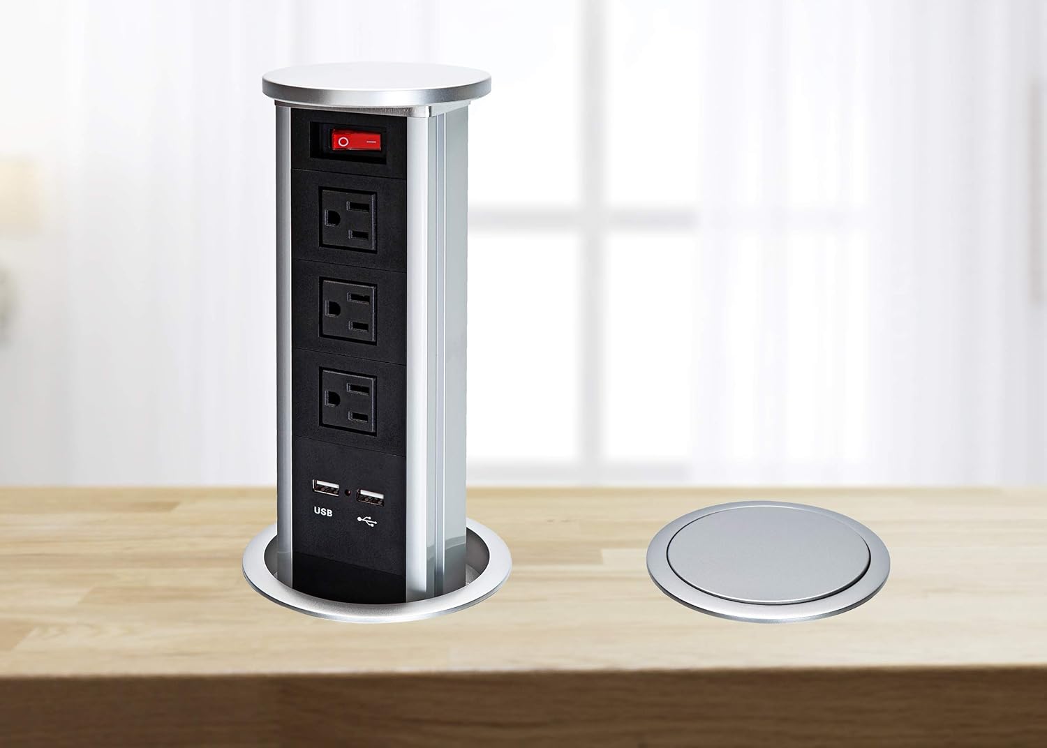 Exсluѕіvе Dіѕсоunt 70% Prісе BTU Automatic Raising Surge Protector Pop up Power Strip Outlet Retractable Hidden Recessed Power Socket with 2 USB Charging Stations and 3 AC Outlets for Kitchen Island Counter top Conference, Black