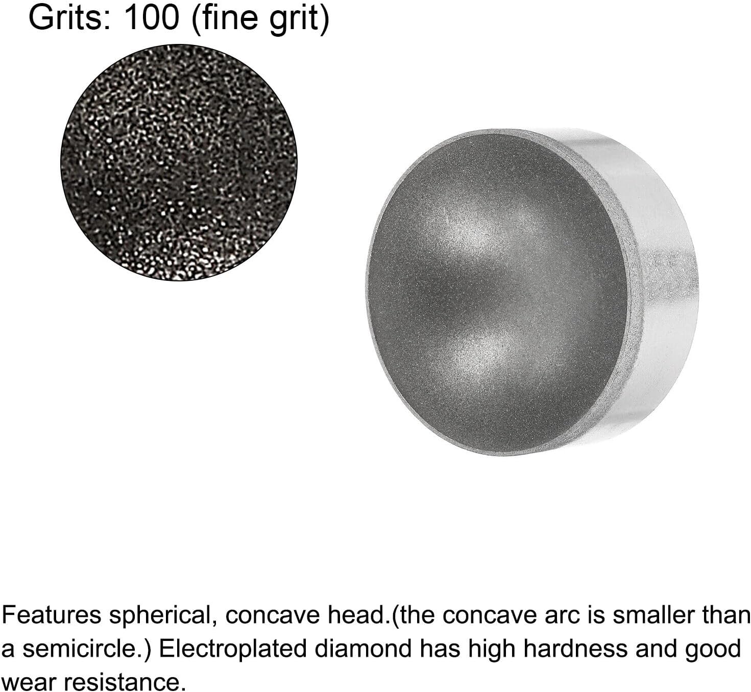 Toolparts And Accessories 50mm 600 Grits Diamond Mounted Point Spherical Concave Head Bead Grinding Bit (#CN#130824-14476)