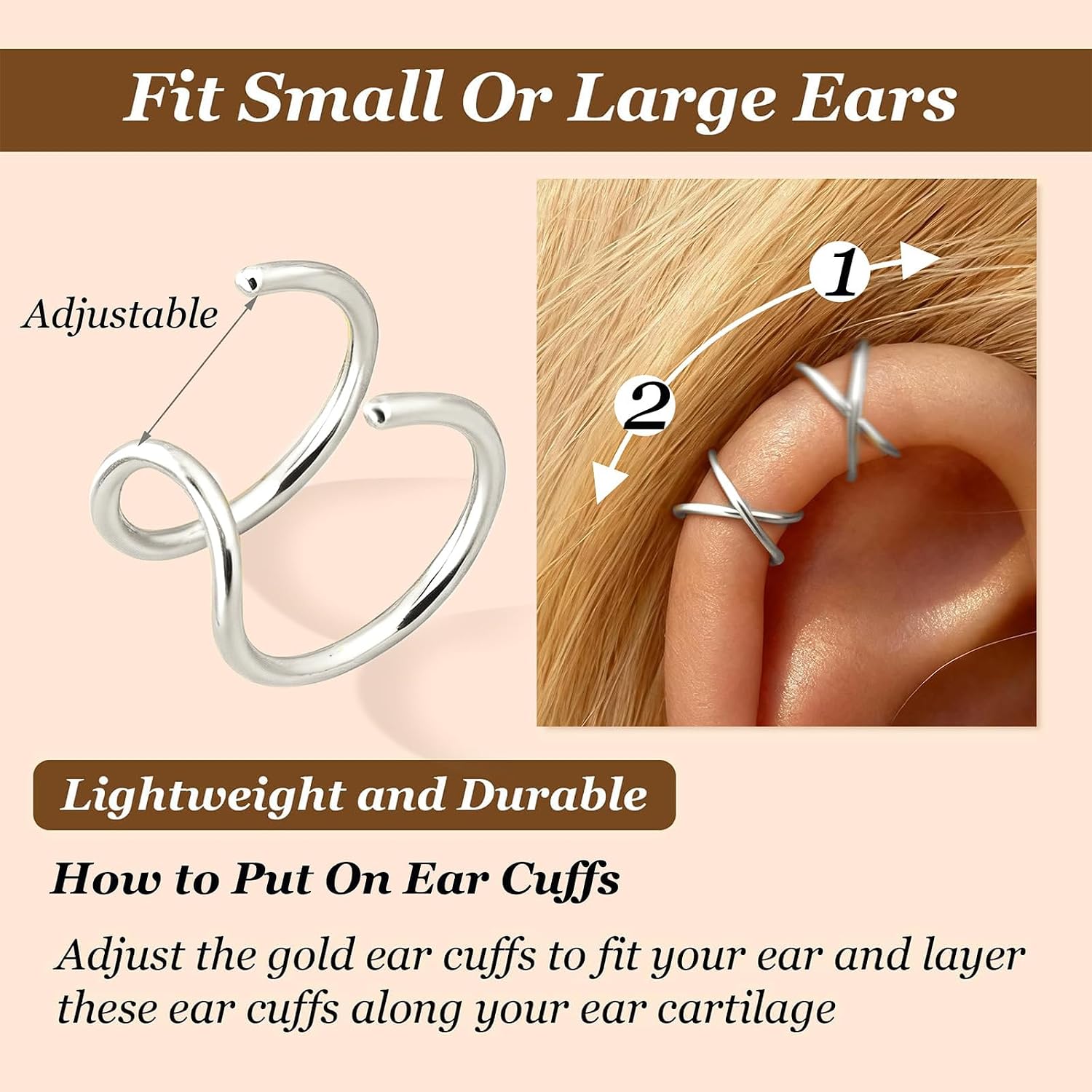 Ear Cuffs Non Piercing 14K Gold Plated Ear Cuff Earrings for Women Trendy Clip on Cartilage Earring Stacks Non Pierced Adjustable Fake Earrings Set Jewelry