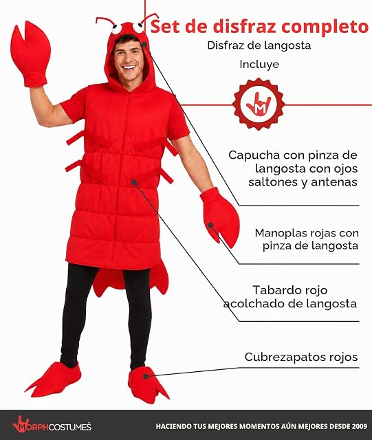 Foto 2 de 7 de Fun Shack Disfraz Langosta Adulto, Disfraz de Animal Halloween Adulto