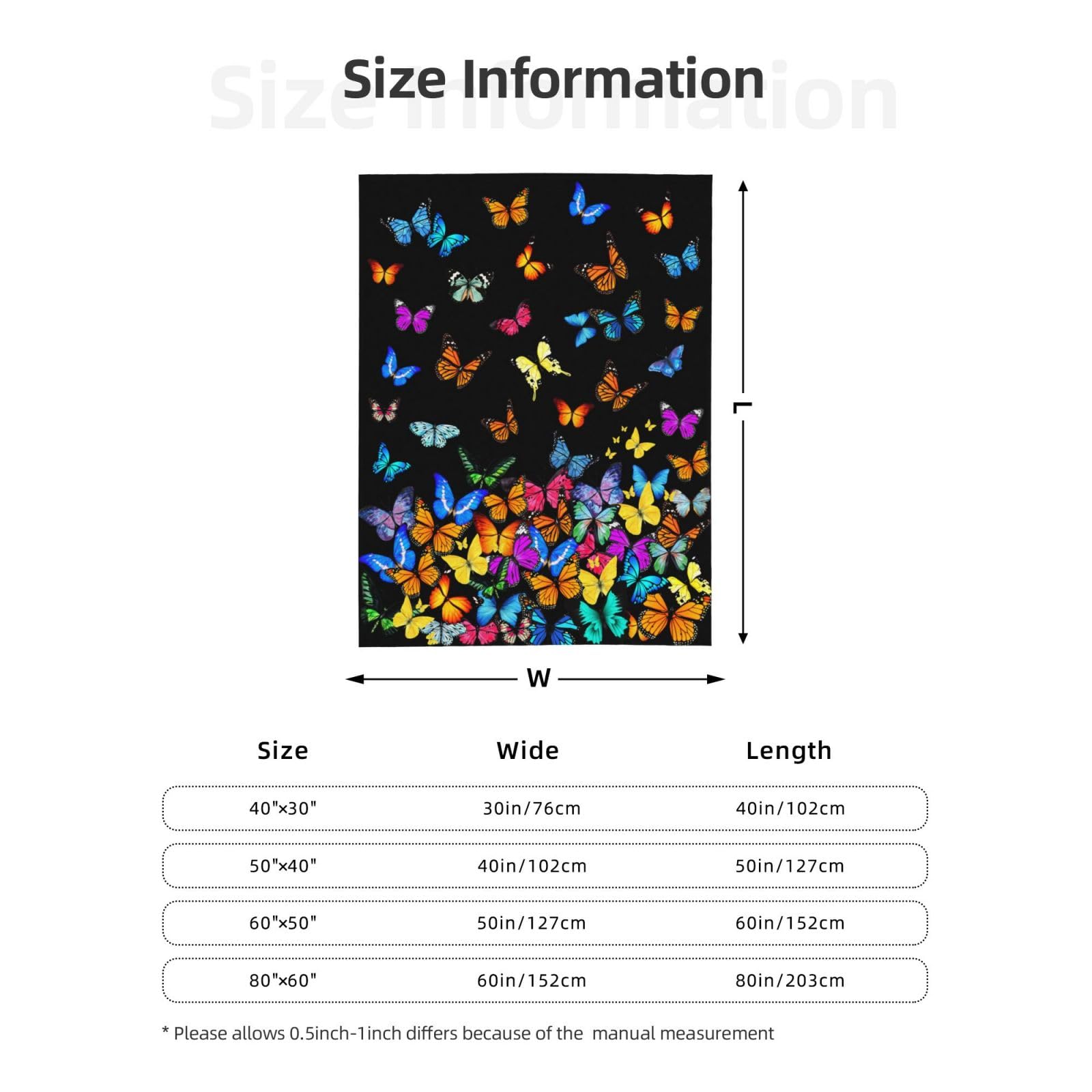 Schmetterling Decke Schöne Schmetterlinge Decke Werfen Ultra Weicher Kuscheliger Flanell Schmetterling Decken Geschenke für Frauen Mädchen 100x130cm