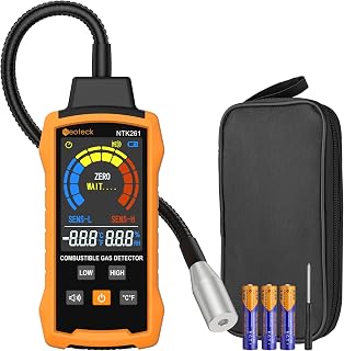 Neoteck 12" Gooseneck Gas Leak Detector - Detects Methane, Propane, Natural Gas - Audible/Visual Alarms for Home, RV, Pipelines