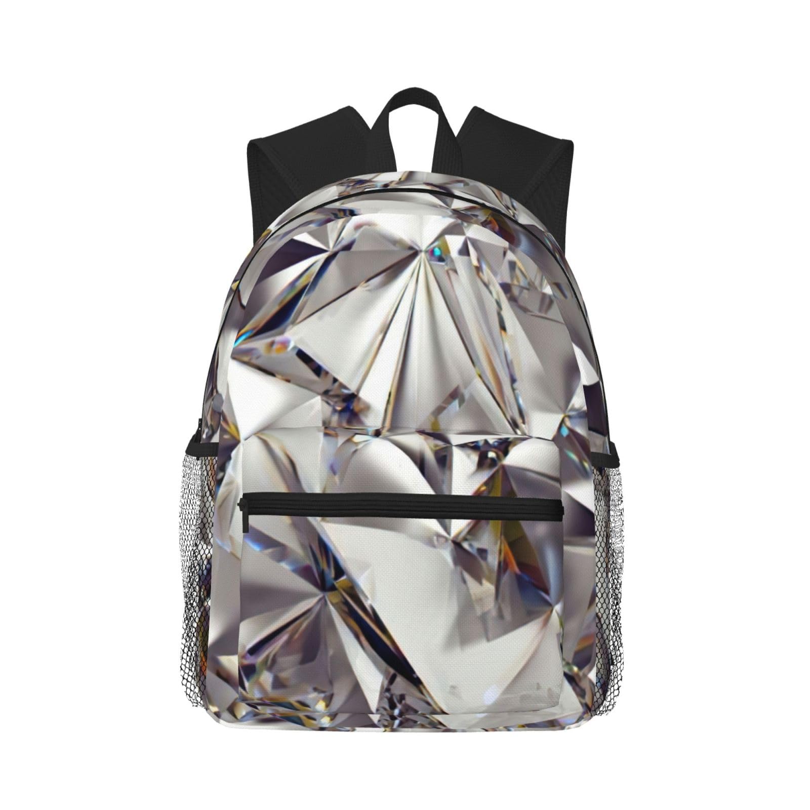 Sac à dos de voyage à double épaule avec compartimentés et motif losanges - 8