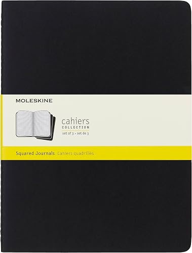 Moleskine Squared Cahier Xl - Black Cover (3 Set): Extra Large