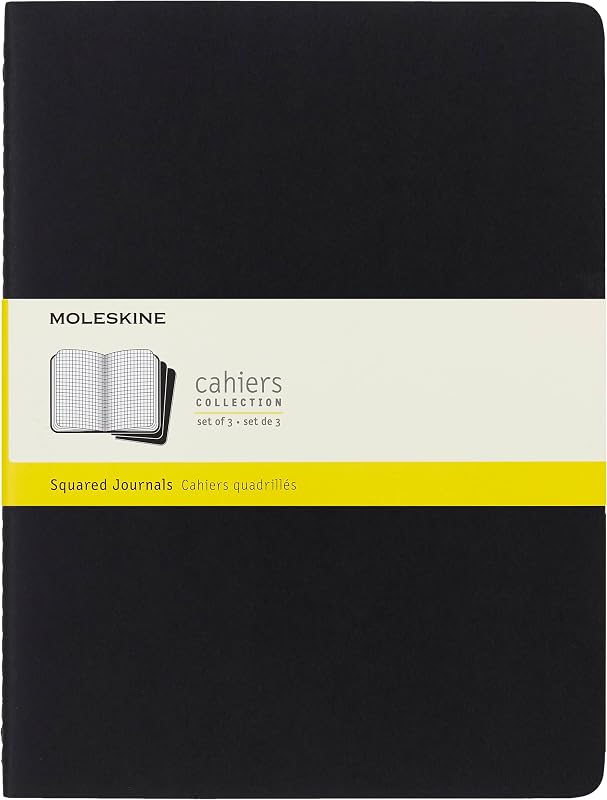 Moleskine Cahier Journal, Soft Cover, Large (5" x 8.25") Ruled/Lined, Black, 80 Pages (Set of 3)