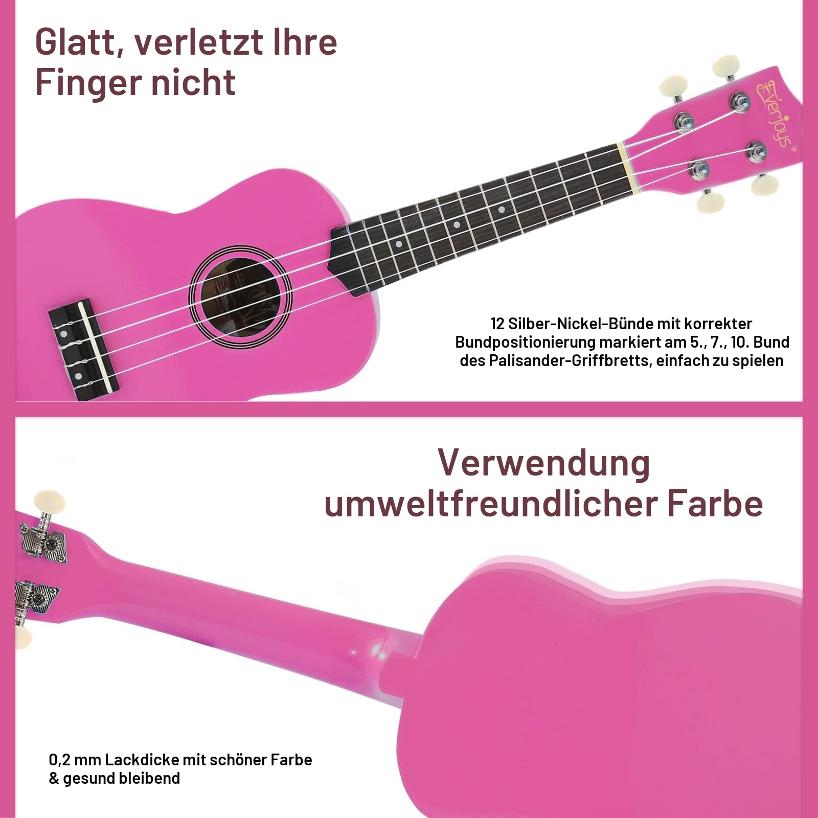 Sopran-Ukulele Anfängerset für Kinder Erwachsene Studenten mit kostenlosem Online-Unterricht 21 Zoll Ukelele Gig Bag Strap String Stickers Pick Poliertuch, Rainbow Series Ukulelen