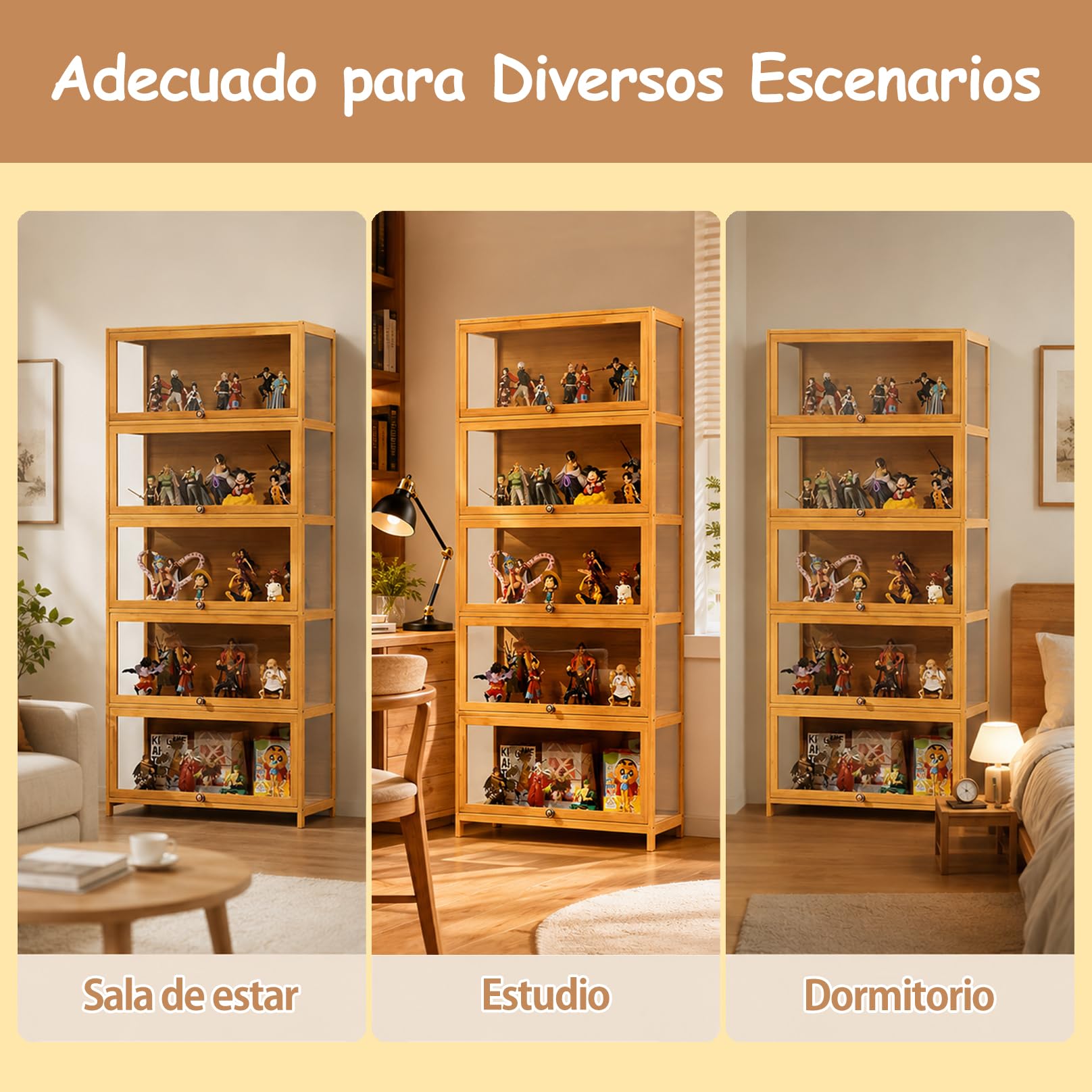 Vitrina Expositora Transparente de Acrílico, Vitrinas Figurinas, Armario de Vino, Vitrina Moderna, Diseño de Puerta Vertical, para Salón, Dormitorio, Estudio Negro 172×60×32cm