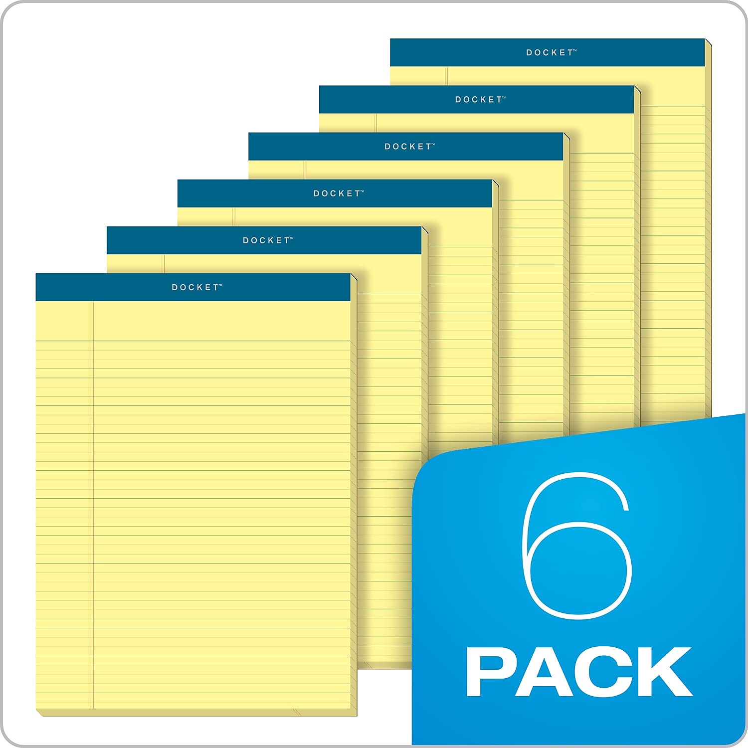 Top Docket 63376 linierte Blöcke, 21,6 x 29,5 cm, Kanarienvögel, 100 Blatt, 6 Blöcke/Packung