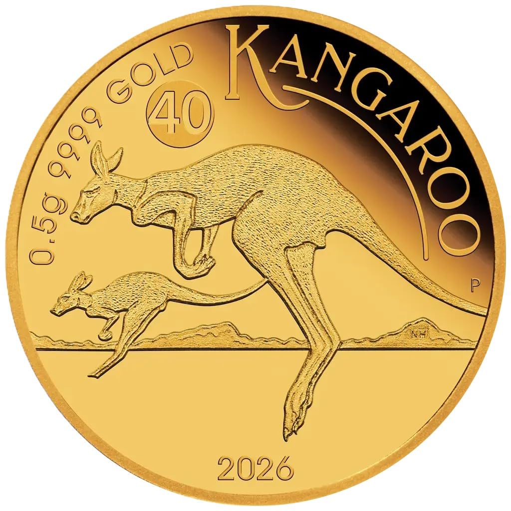 Goldmünze 1/62 oz Känguru 2026 Mini Roo 40 Jahre Jubiläum Gold Münze Perth Mint