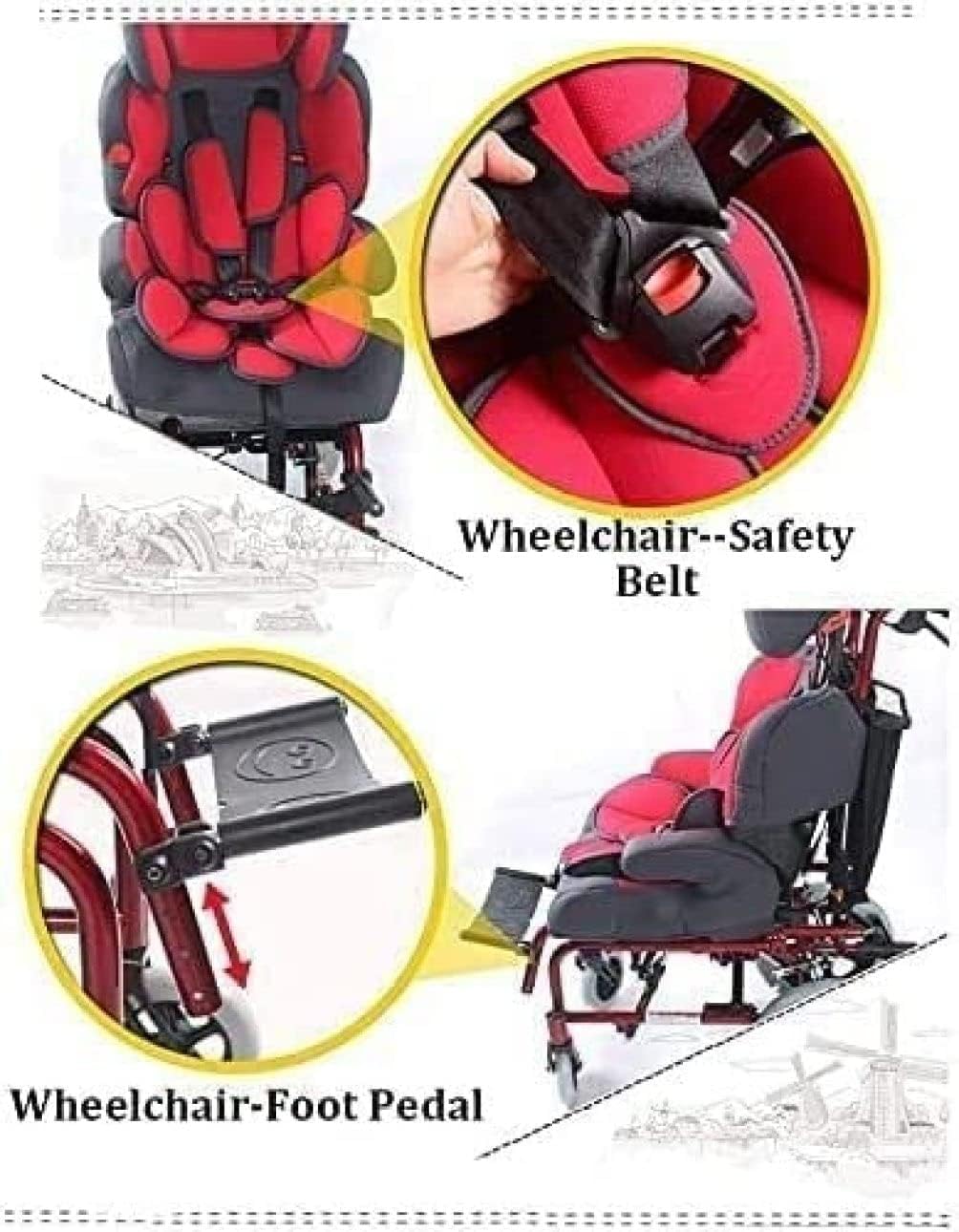 Wózek inwalidzki Rolstoel Handmatige kinderrolstoel met eettafel Rolstoel Handduw Opvouwbare rolstoel Transportrolstoelen wygodne