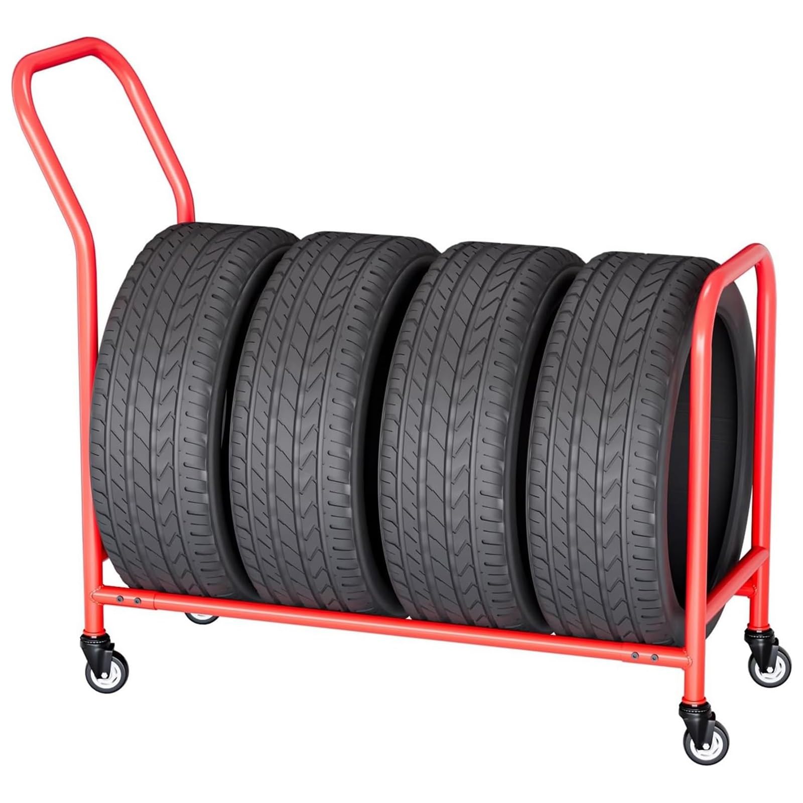 Portagomme su Ruote - Veicolo per Il Trasporto di Pneumatici su Quattro Ruote - Portagomme per carichi Pesanti - 110 cm x 44 cm x 106 cm - Soluzione salvaspazio per Il Trasporto di Pneumatic