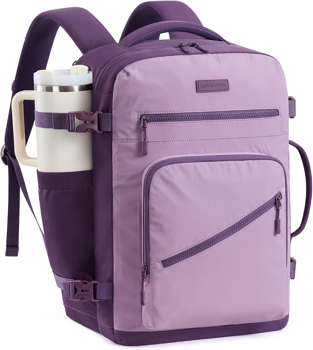 LOVEVOOK Mochila de viaje de 40 litros para mujeres y hombres, equipaje de mano aprobado por la aerolínea, bolsa de artículos personales TSA con múltiples bolsillos para computadora portátil de 17 pulgadas, maleta impermeable para el fin de semana durante la noche, artículos esenciales de viaje