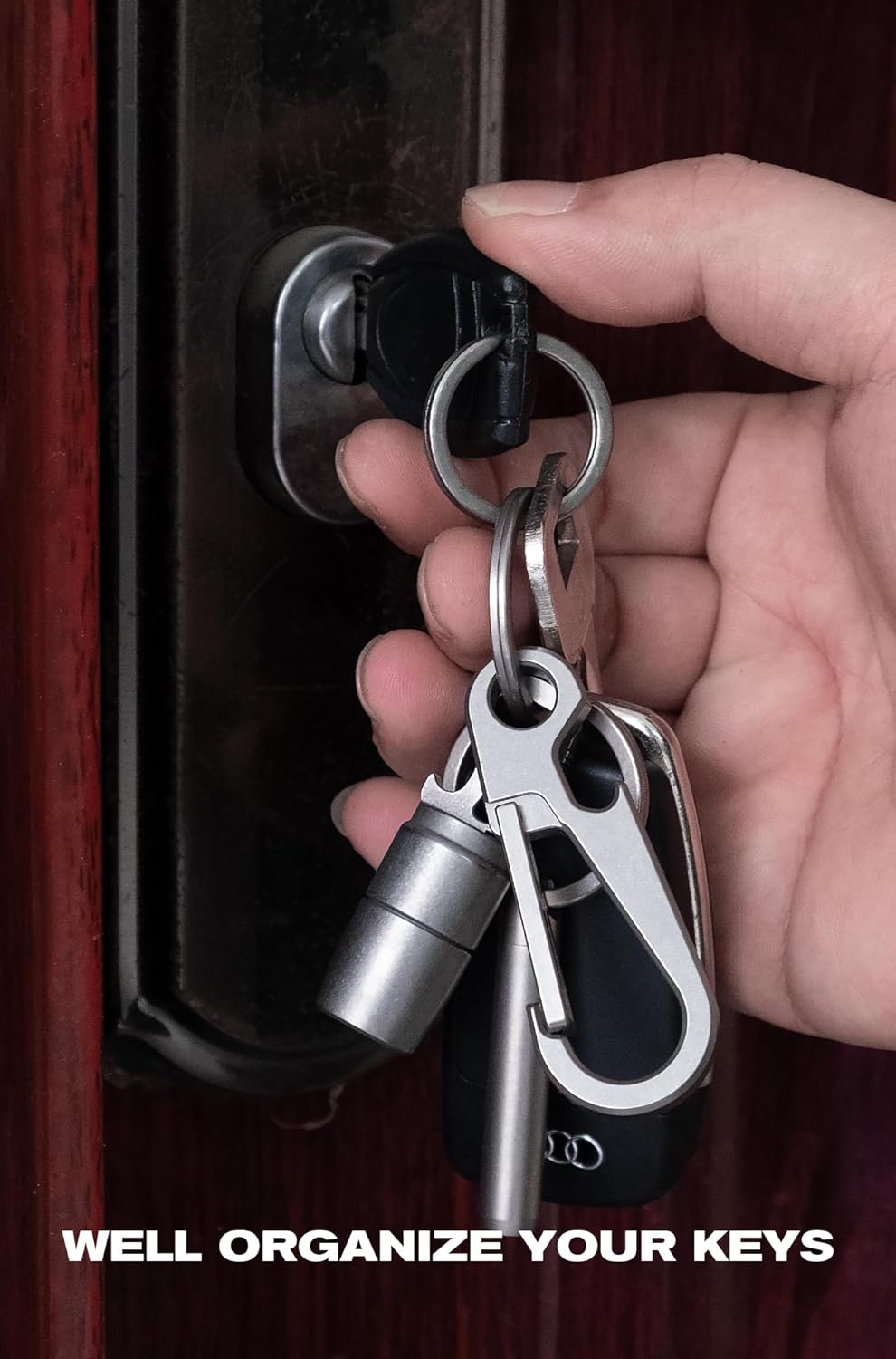 KEEPO LINK Titanium Carabiner Keychain Clip with Bottle Opener, Small Carabiner Clip EDC Keychain Holder for Men Women, OLM02 - Image 3