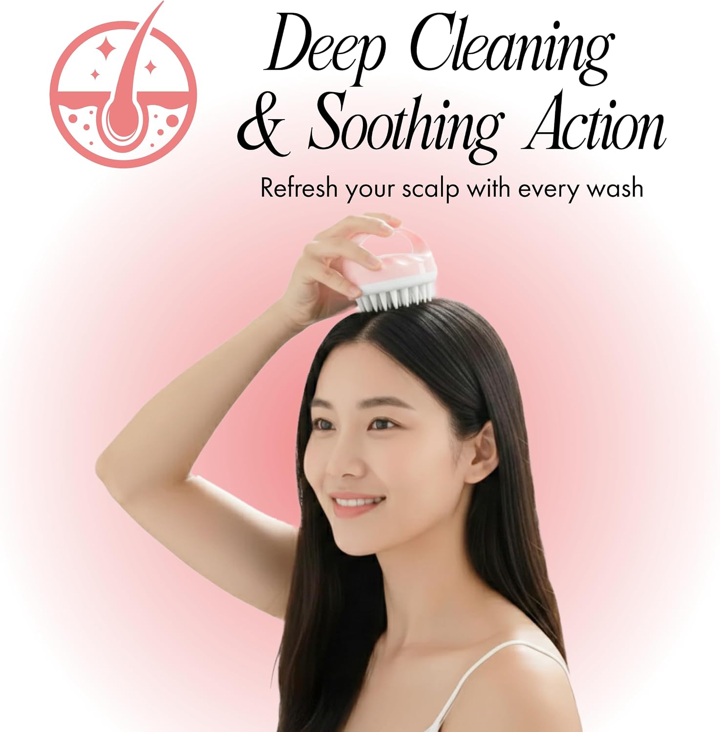 Exfoliating Scalp Massager, Handheld Head and Temple Scrubber Brush for Deep Cleaning and Soothing Action