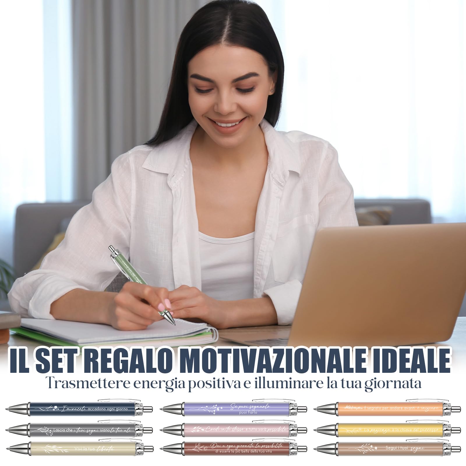 Faccito 20 Pezzi Penne Motivazionali Italiano con Frasi Ispirazionali, Set Penne Regalo Colori Pastello Floreali, Regalo Laurea Fine Anno Scolastico Collega Maestra Infermiera