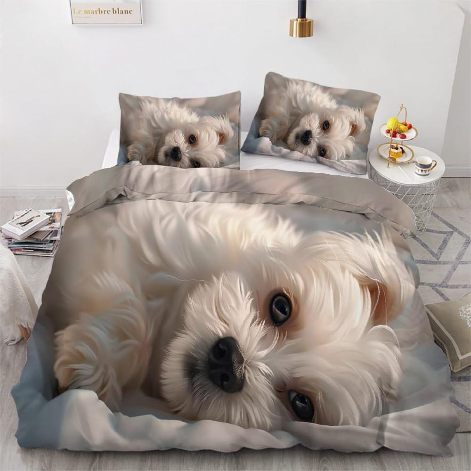 Housse de couette 240x260 Westie pour lit 2 personnes avec 2 taies