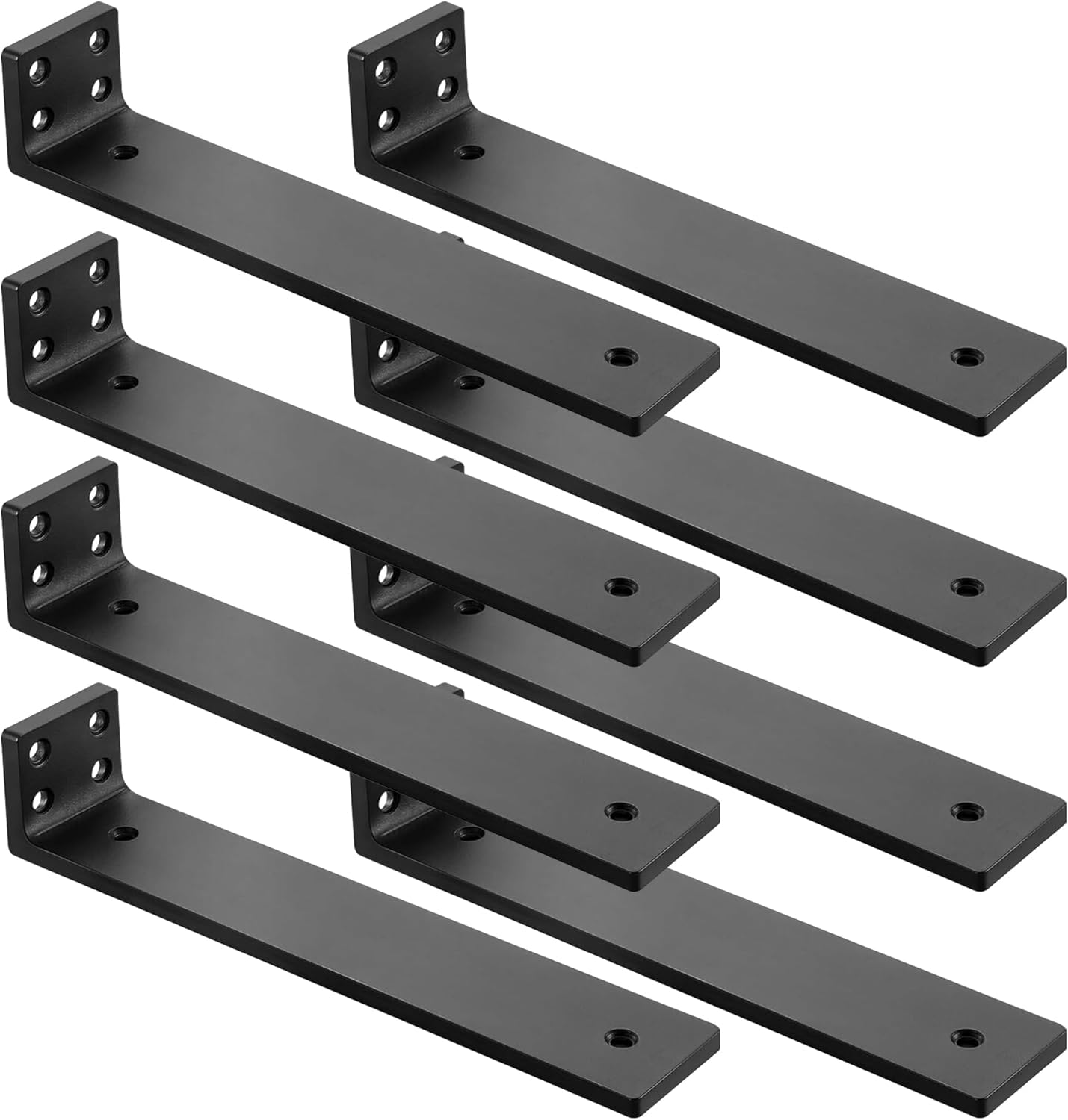 Floating Shelf Brackets 8 inch, Heavy Duty Wall Shelf Bracket 8 Pack for Shelves Support, Hidden Metal L Brackets with Mounting Hardware (1/5'' Thick)