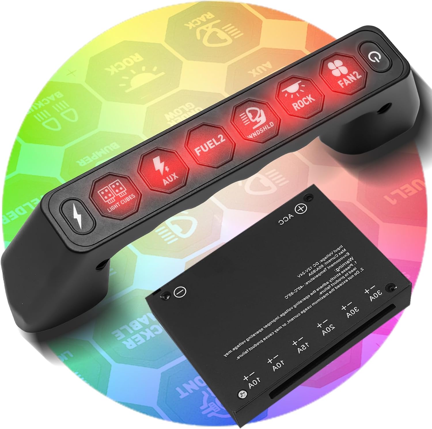 Switch Panel for Toyota FJ Cruiser 2007-2021 | Aluminum, Waterproof | Actual Maximum: 100A, 6-Way Control | 12-24V, 400mAh Battery | Offroad Light & Auxiliary Switch for Truck, Boat & RV