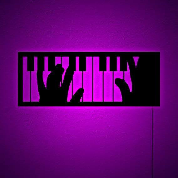 Piano Decor RGB Led Wall Light, Piano Wall Sign Art, Music Office LED Wall Decor, Piano RGB Lights Decor, Instrument Light Decor, Musician Gift, Birthday Xmas Christmas Gifts, RGB 16 Colors Changing