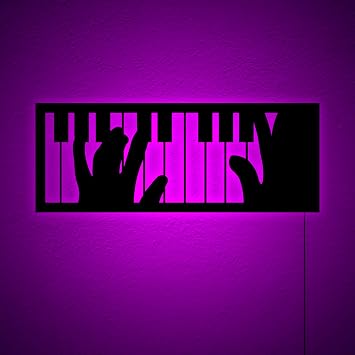 Piano Decor RGB Led Wall Light, Piano Wall Sign Art, Music Office LED Wall Decor, Piano RGB Lights Decor, Instrument Light Decor, Musician Gift, Birthday Xmas Christmas Gifts, RGB 16 Colors Changing