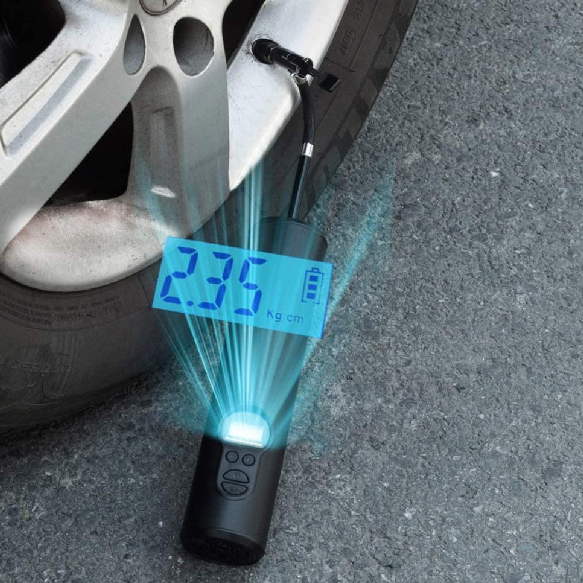 Pompa elettrica per Bici, Mini gonfiatore per Pneumatici 150PSI / 2000mAh Caricatore di Backup per Batteria Display LCD Digitale a Luce LED, per Pneumatici per motociclette per Bici da Auto