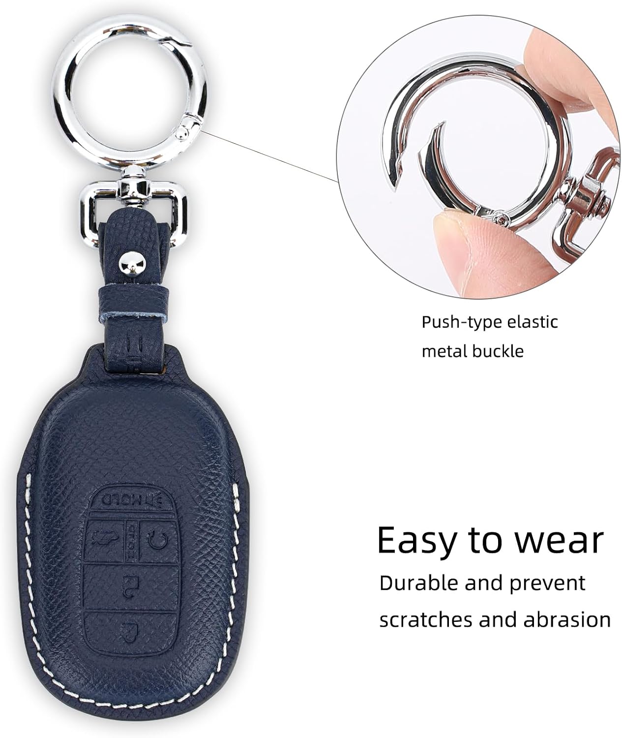 Key Fob Cover, Compatible with Honda Civic Accord CR-V Pilot HR-V, 4/5 Button Smart Remote Protector with Keychain (Blue)