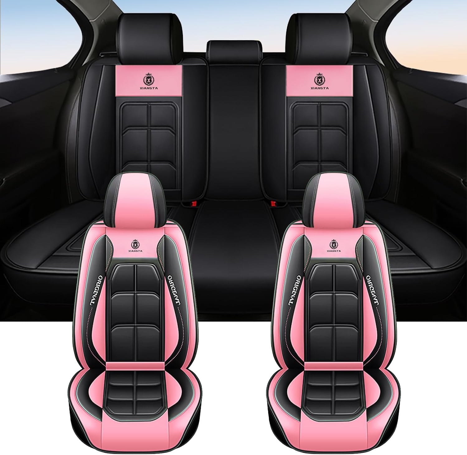 Universal Design Setting Amazon.com: XIANGTA Leather Car Seat Covers Full Set, Faux Leather Seat ...