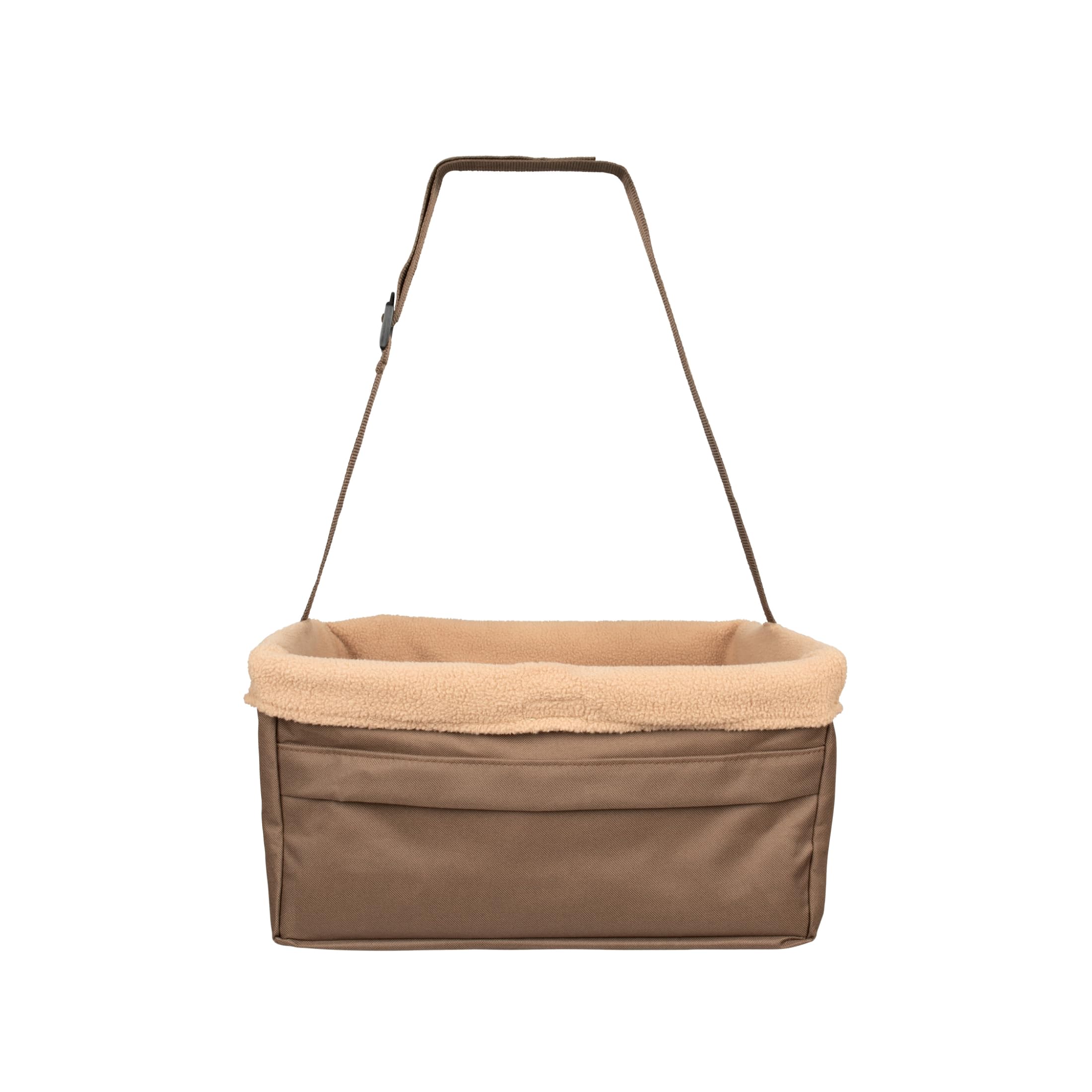 PetSafe Seggiolino Auto Happy Ride, Fino a 5.4 kg - Adatto per Auto, Veicoli di Grandi Dimensioni e 4x4 - Cinturino Facilmente Regolabile - Fodera in Pile Resistente, Lavabile in Lavatrice - Marrone