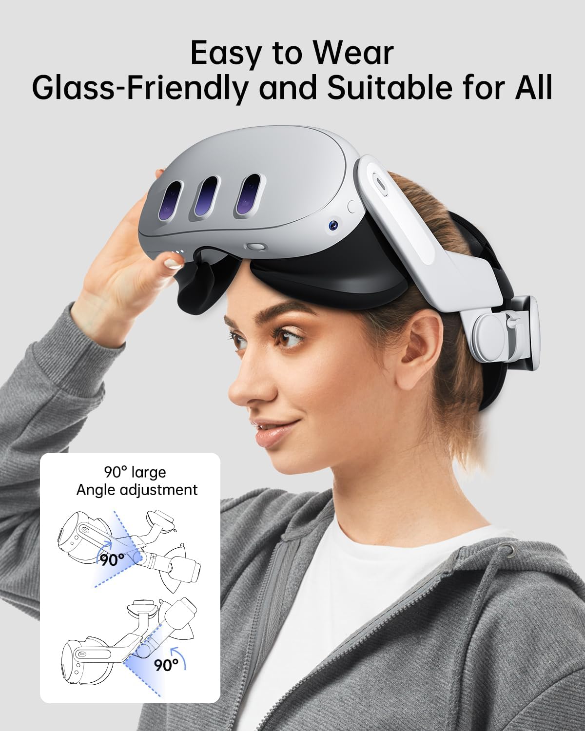 ZYBER - Correa universal para la cabeza para Meta Quest 3S/3, cómoda y ajustable, adecuada para todas las formas de cabeza, ideal para juegos, películas y fitness