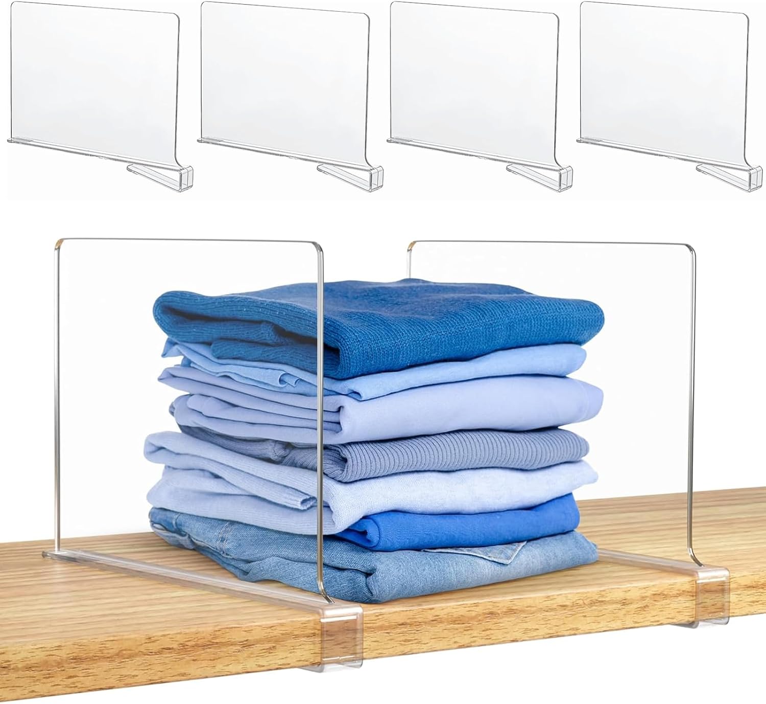 Celestia 4 Pcs Acrylic Shelf Dividers, Adjustable Shelf Divider for ...
