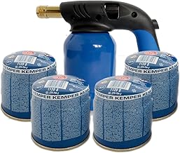 Kemper Fire Torch Welding Lamp + 4 Safe Butane Gas Bottles