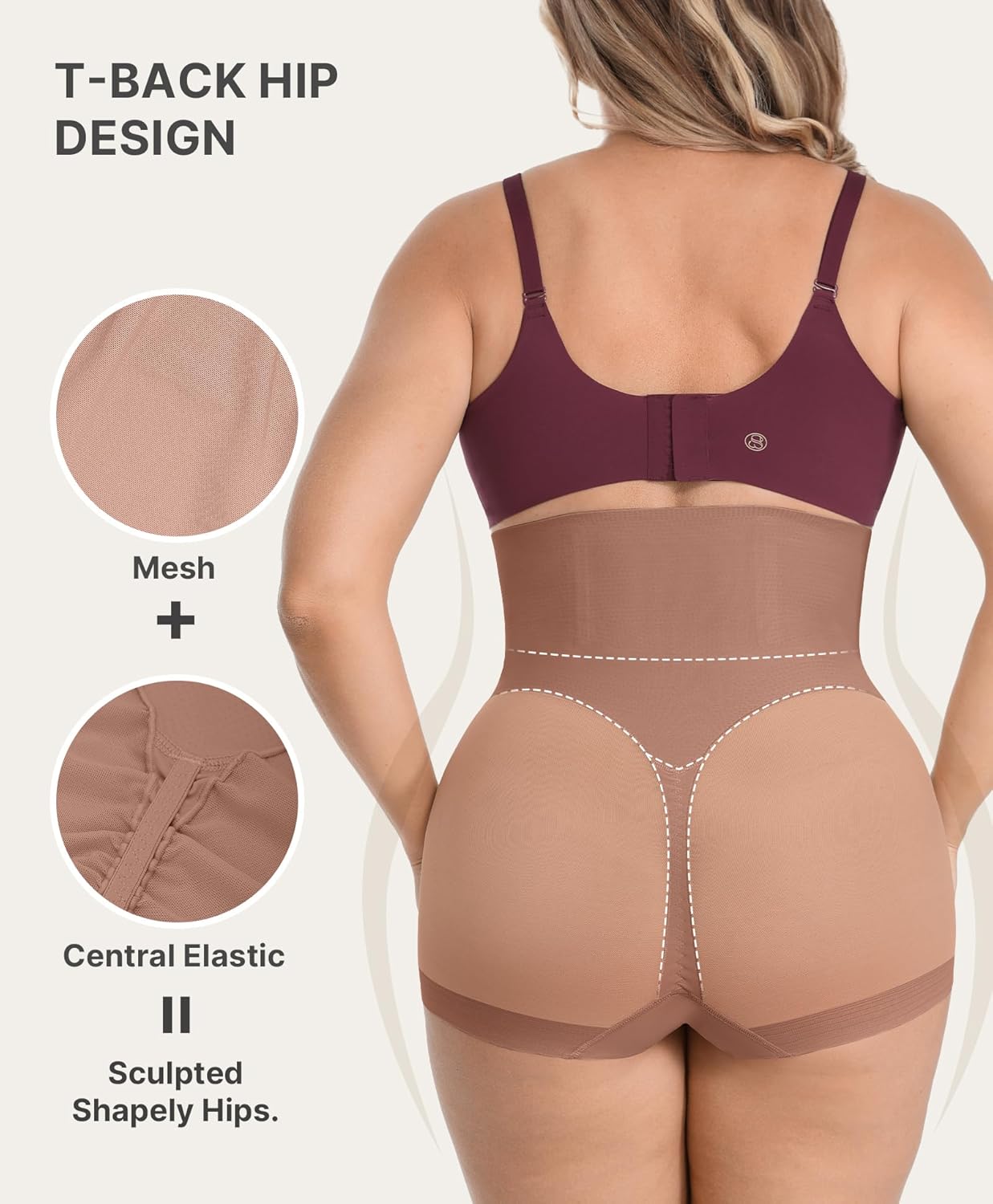SHAPELLX Tummy Control Body Shaper Shapewear for Women High Waisted Panties Invisible Shaping Underwear (Light Brown Medium)