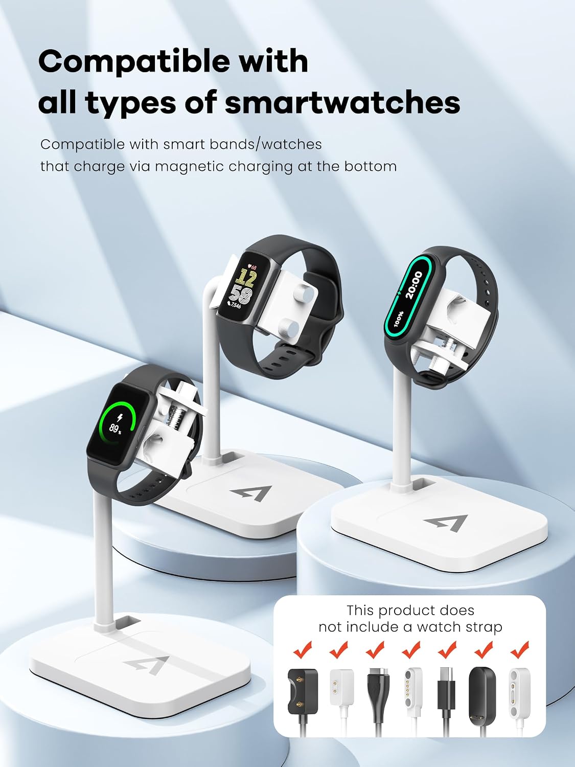 Adjustable Universal Smart Watch Dock & Fitness Tracker Bracelets Stand Compatible with AGPTEK/Fitbit/Xiaomi/FITVII/RUIMEN/Amazfit/Fitpolo Watch Base(03S-W) image 2