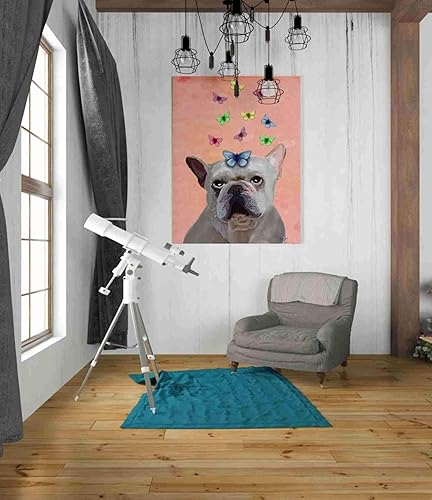Miniatura 4 de WTD - Lienzo decorativo para pared, diseño de perro bulldog francés y mariposas de Fab Funky Giclee