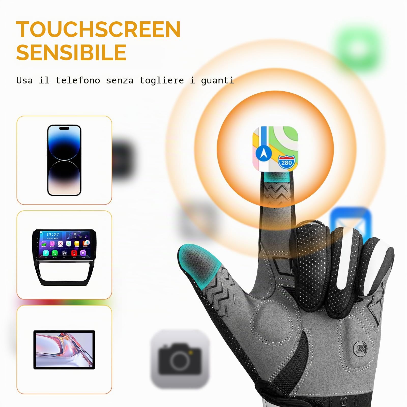 ROCKBROS Guanti Ciclismo Riscaldati, Guanti Termici Invernali Bici, Guanti con Touch Screen, Adatto per Sci Ciclismo Alpinismo, Uomo Donna