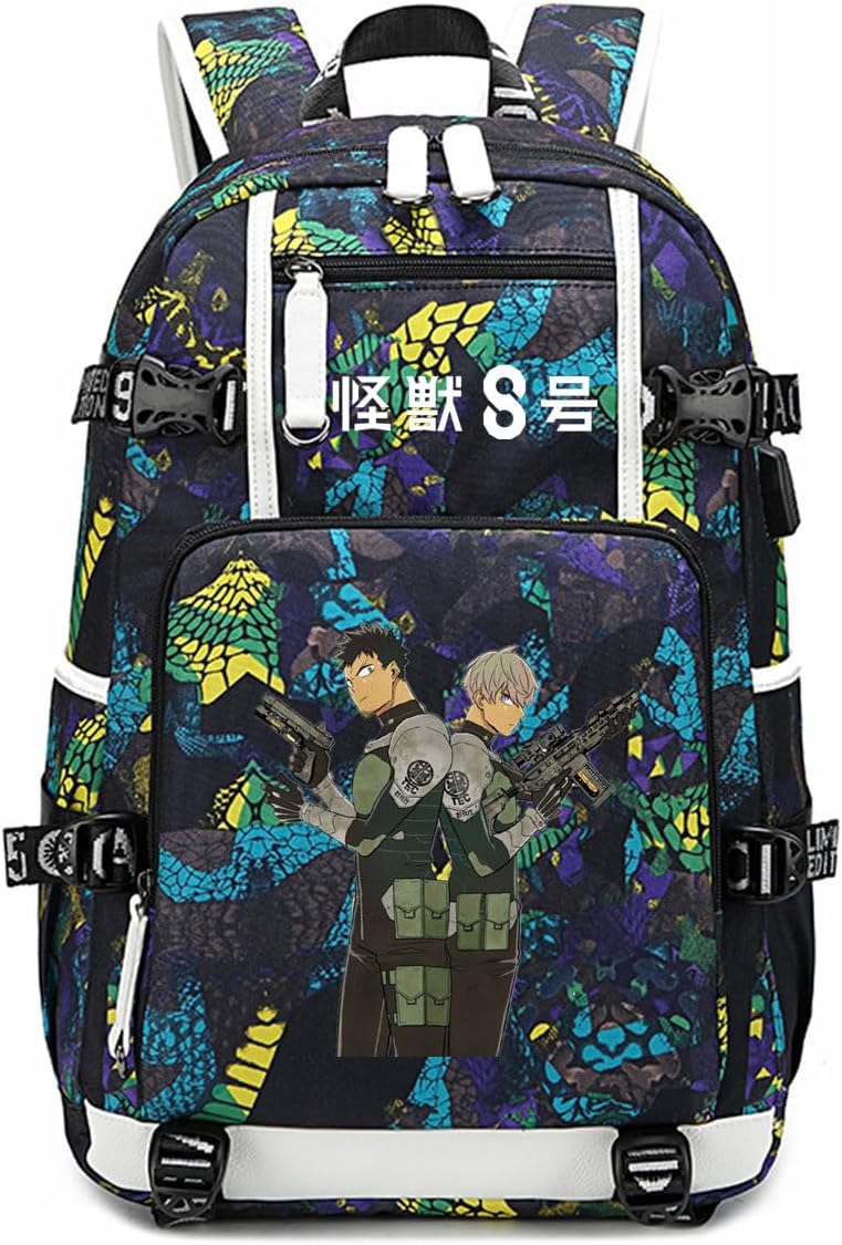 ISaikoy Anime Kaiju No. 8 Backpack Hibino Kafka Daypack Bookbag Laptop School Bag with USB Charging Port 18