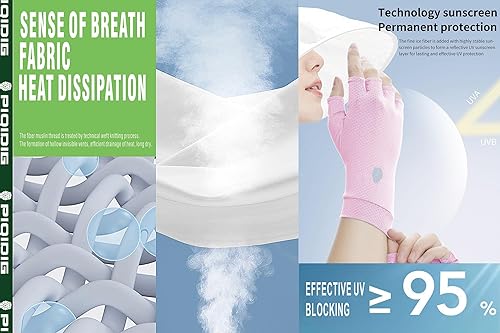 Miniatura 6 de PIQIDIG Guantes sin dedos SPF para hombre y mujer, guantes de conducción unisex con protección solar UPF 50+ con gel de silicona