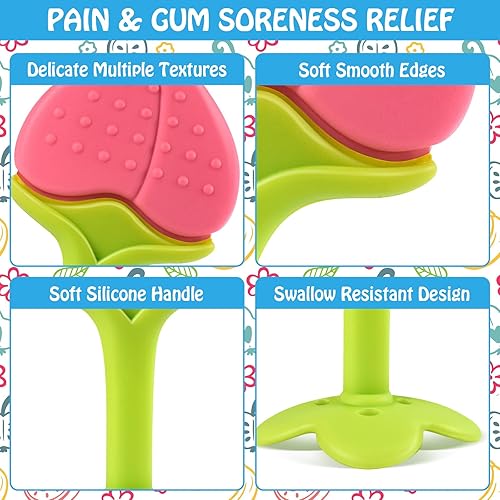 Miniatura 3 de Mordedor Silicona (paquete de 5). Juego de mordedores de silicona Tinabless, sin BPA, seguro para el congelador orgánico natural, para Bebés y