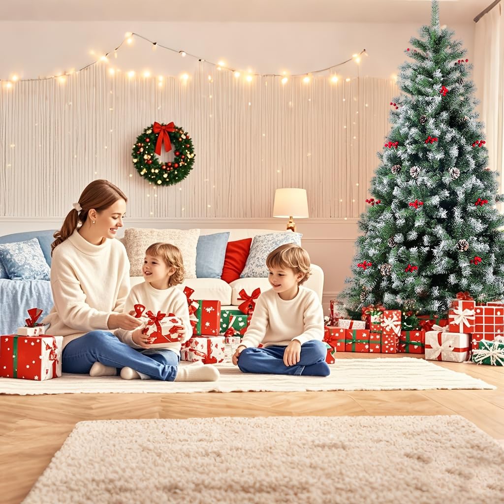 150cm Flocked Christmas Tree - Realistic & Festive -6 150cm Flocked Christmas Tree - Realistic & Festive -6